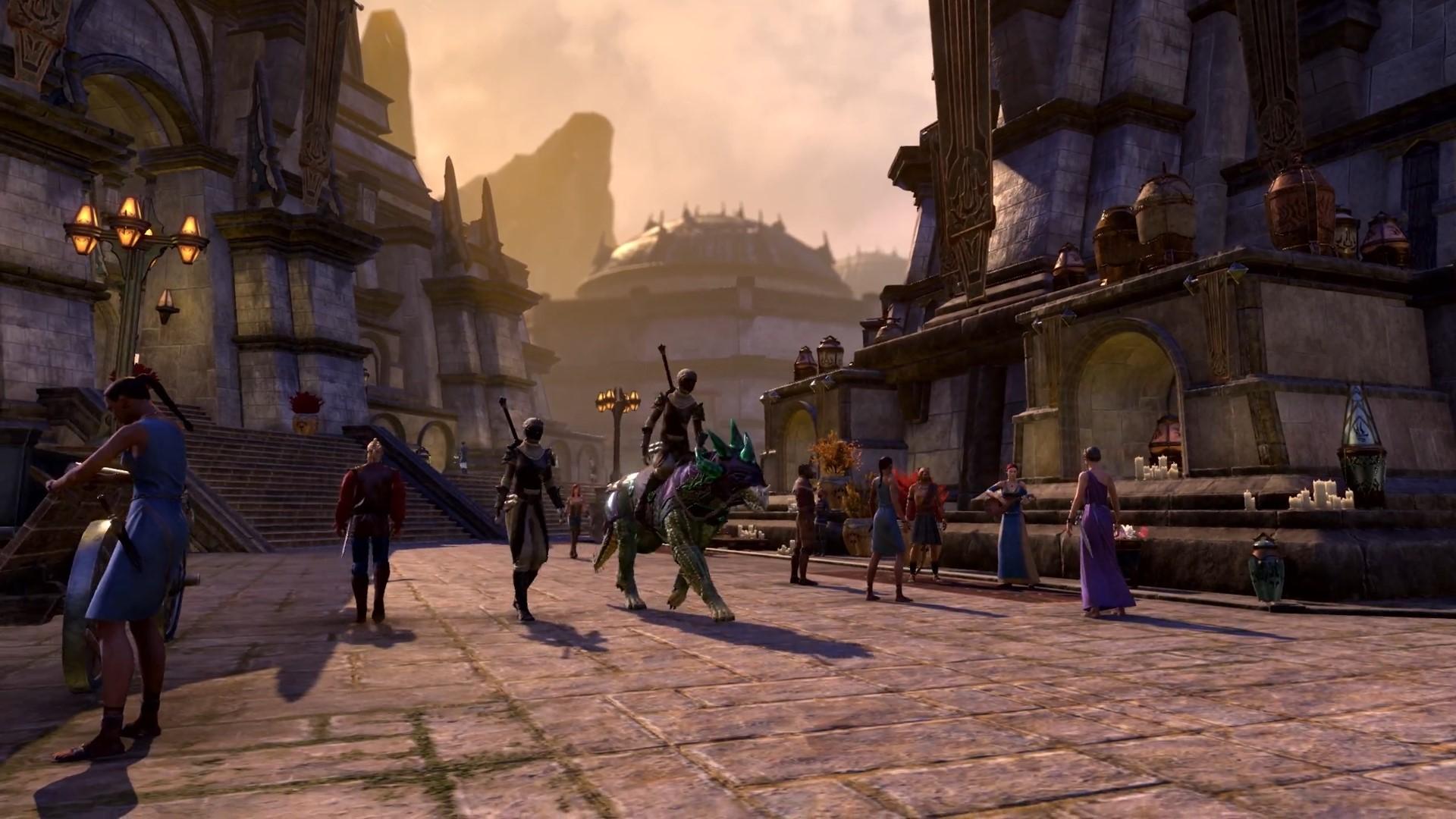 'The Elder Scrolls Online: Necrom' Gente hablando y paseando por la ciudad de Necrom.