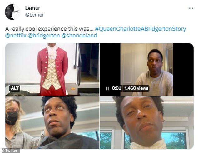 BTS: Hablando sobre su aparición en Queen Charlotte, Lemar compartió una serie de fotos detrás de escena de él poniéndose el disfraz.
