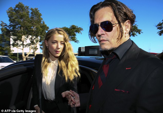 De vuelta en la pantalla: la película es la primera película de Johnny en tres años después de que demandó a su ex esposa Amber Heard por difamación en 2019, y el juicio tuvo lugar el año pasado (Johnny y Amber fotografiados en 2016)