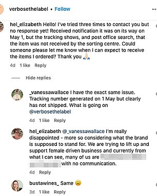 La semana pasada, varios clientes irritados comentaron en la página de Instagram de Verbose sobre pedidos perdidos, reembolsos y falta de comunicación de la marca.