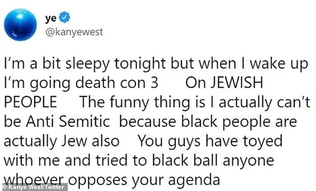 ¡Controversia!  Uno de los comentarios más infames de West durante su diatriba en las redes sociales y en las entrevistas fue cuando pareció amenazar a los judíos al escribir en un tuit que 