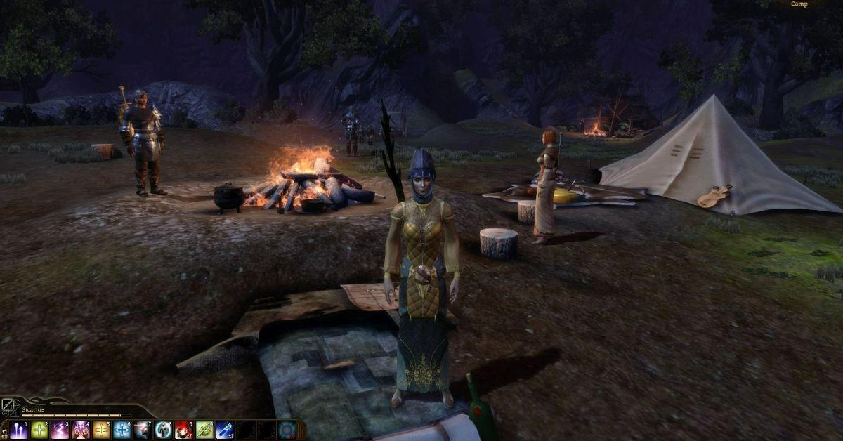 A party at camp in Dragon Age: Origins.