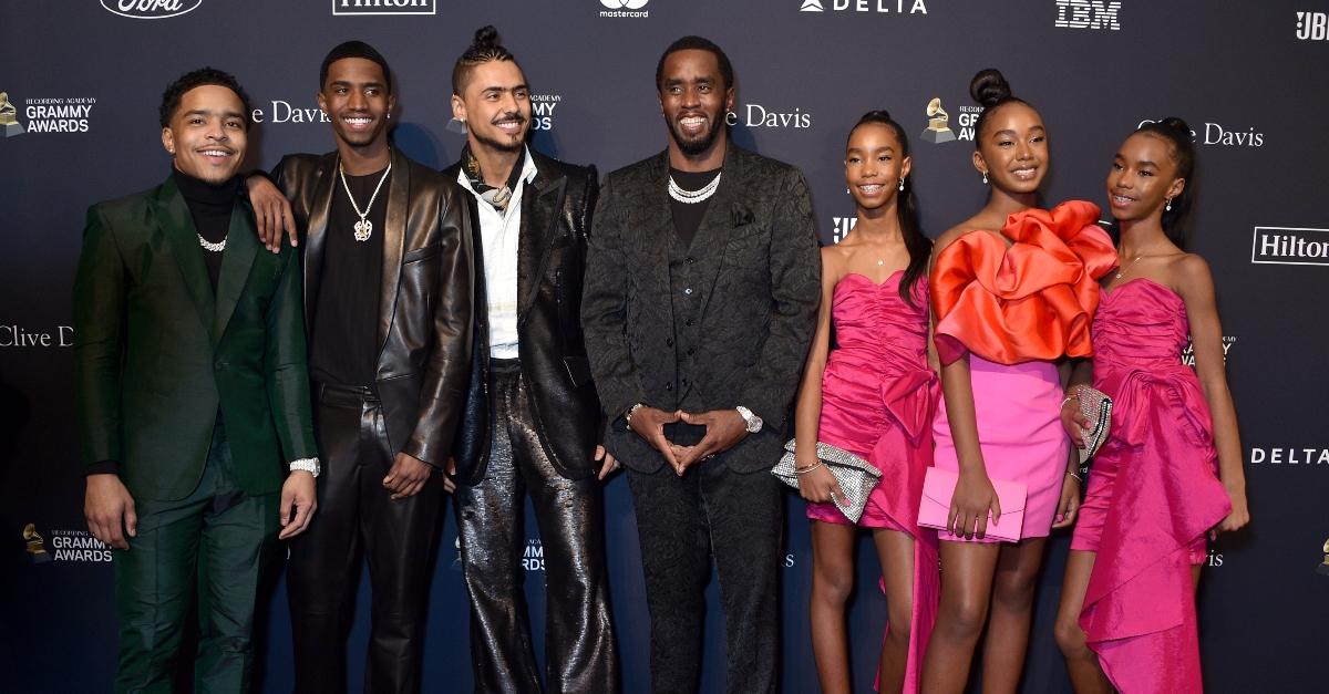 Justin, Christian, Quincy, Diddy, D'Lila, Chance, and Jessie Combs at the Pre-GRAMMY Gala and GRAMMY Salute to Industry Icons Honoring Sean "Diddy" Combs.