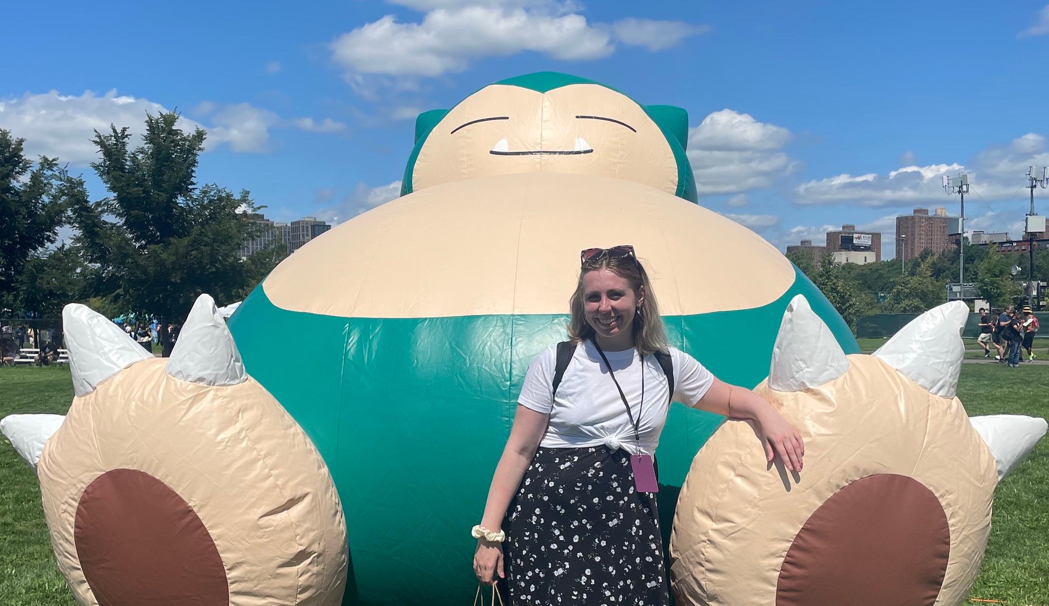 In front of the Snorlax at Pokémon GO Fest NYC