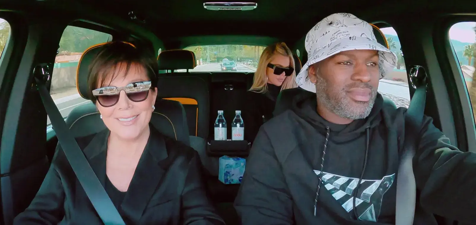 Kris, Khloe, and Corey in a car together on The Kardashians