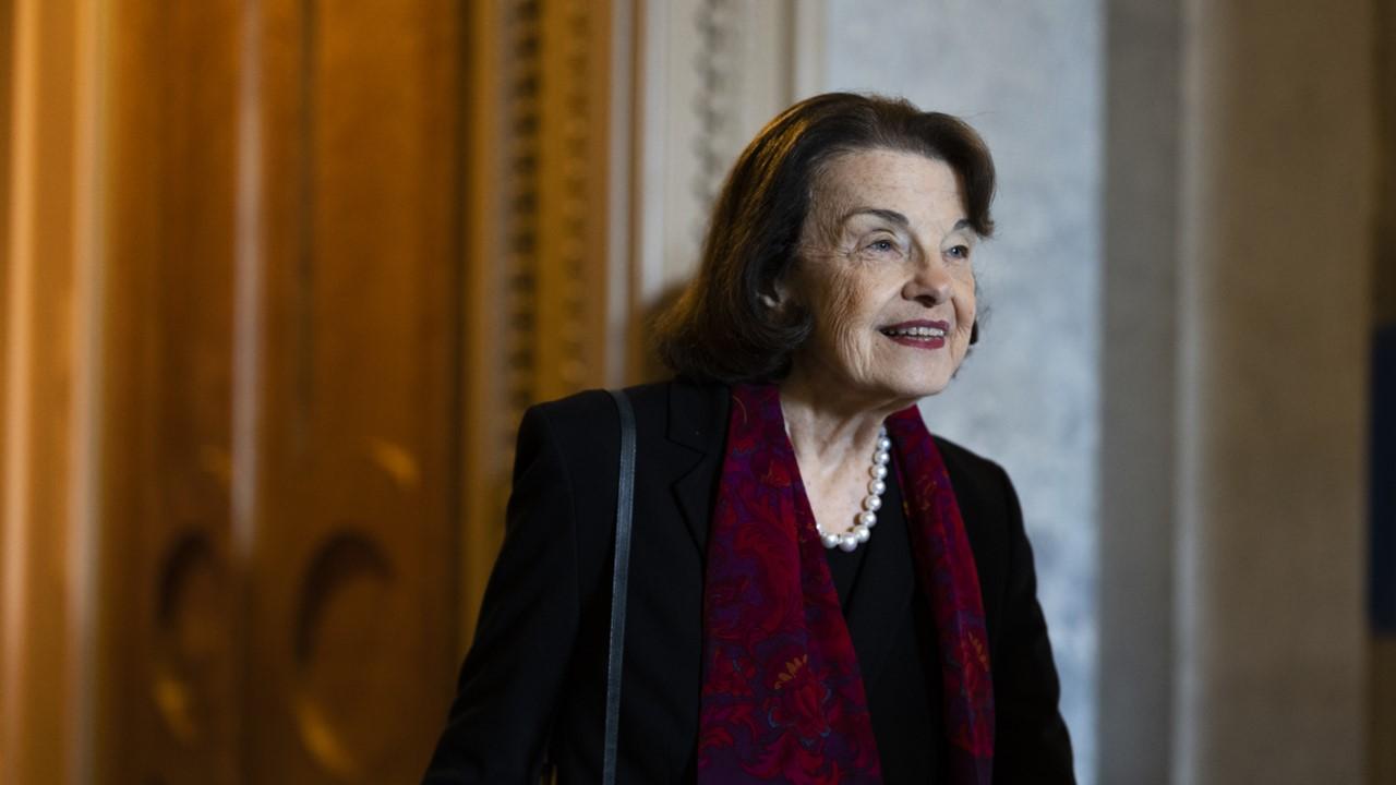 Dianne Feinstein leaves the Senate Chambers during a series of votes in the U.S. Capitol Building on May 11, 2022 